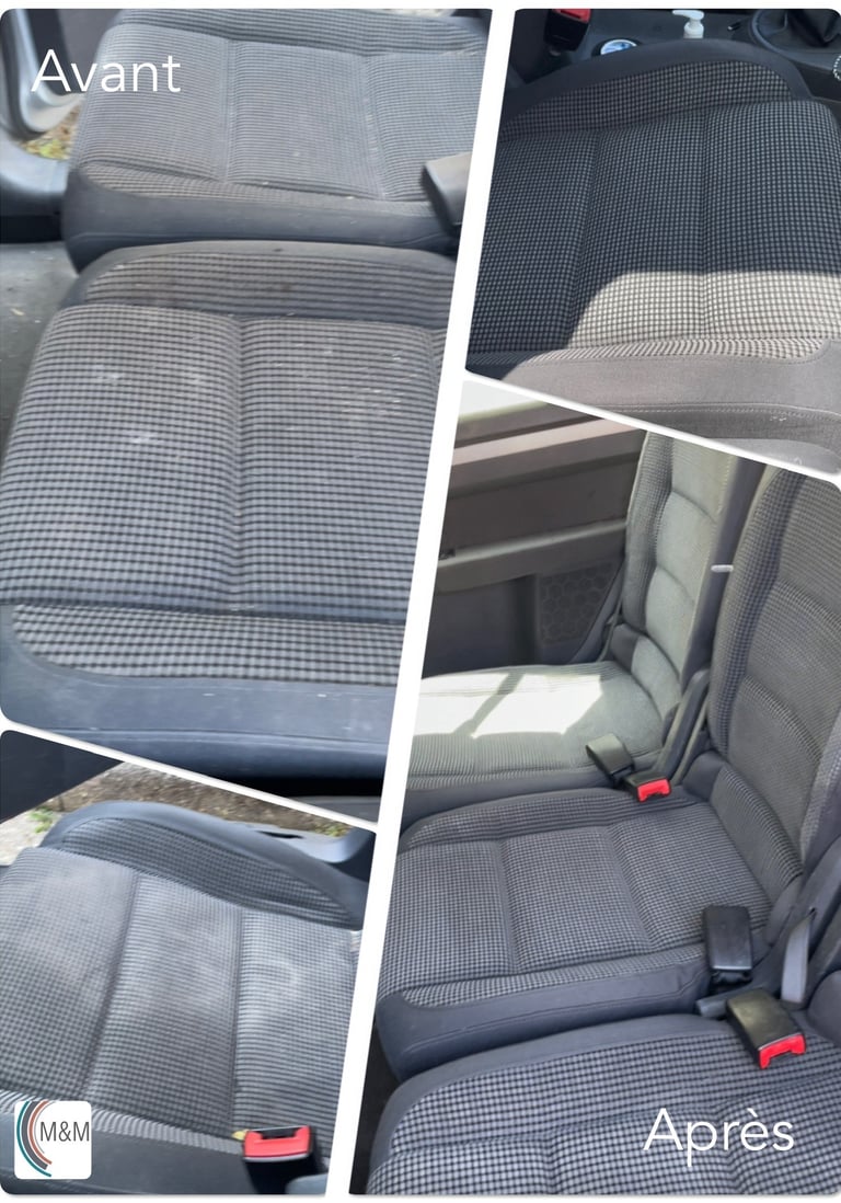 Nettoyage en profondeur de siège de voiture ford avec shampouineuse m&m services pro rouen