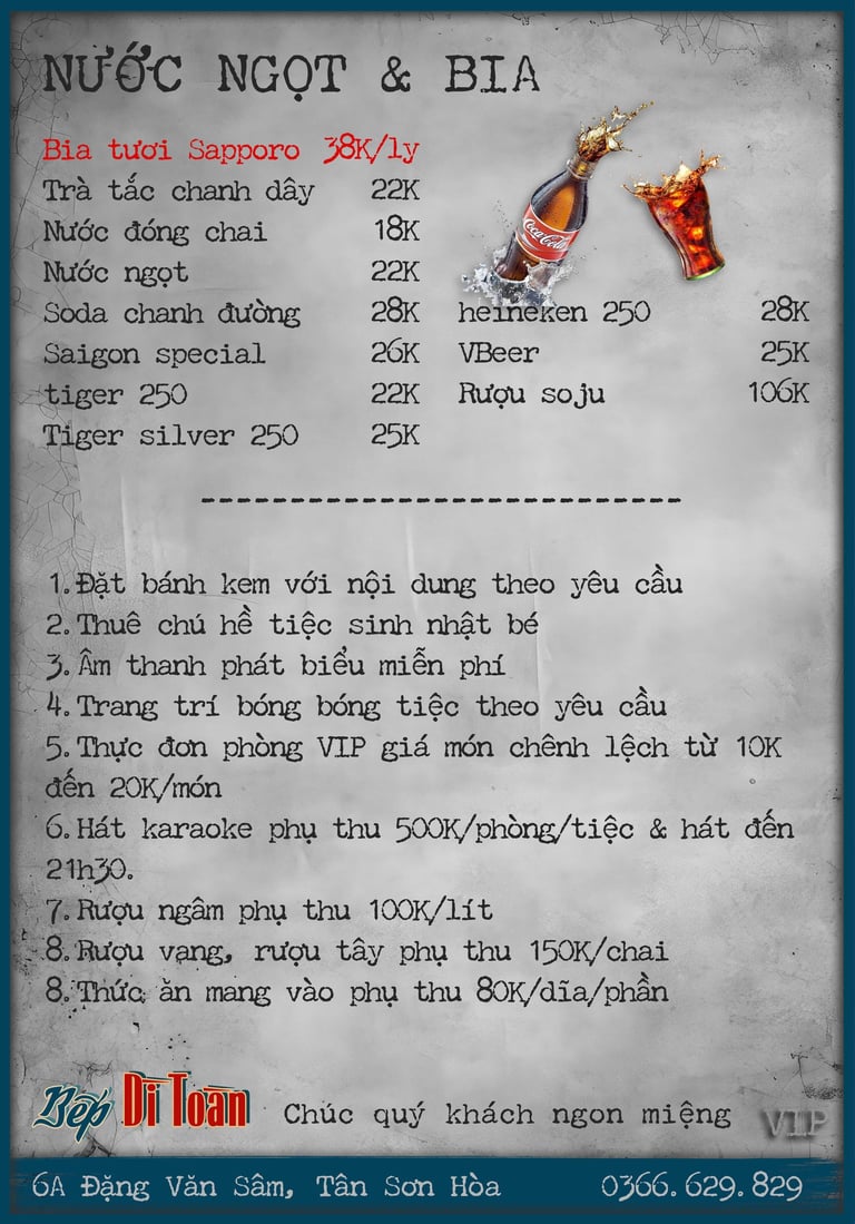 Thực đơn Bếp Dì Toàn - Top 1 nhà hàng ngon gần sân bay