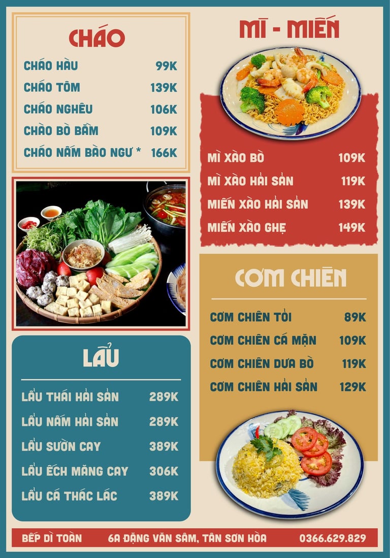 Thực đơn Bếp Dì Toàn - Top 1 nhà hàng ngon gần sân bay