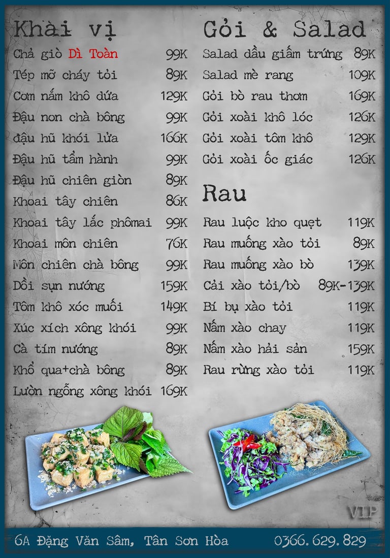 Thực đơn Bếp Dì Toàn - Top 1 nhà hàng ngon gần sân bay