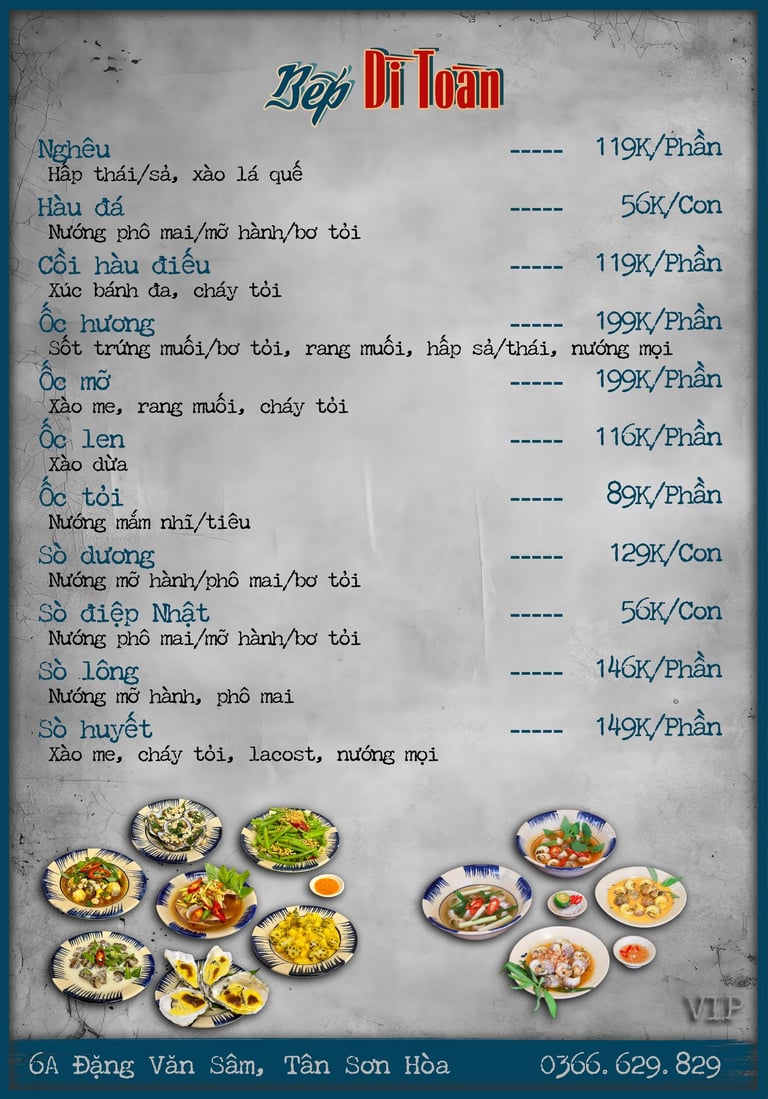 Thực đơn Bếp Dì Toàn - Top 1 nhà hàng ngon gần sân bay