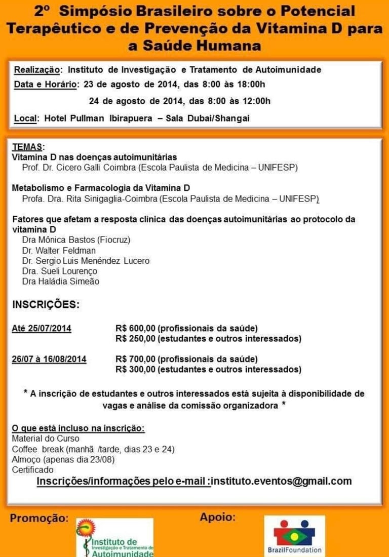 Photo of the invitation to the 2nd Brazilian Symposium on the potential of vitamin D.