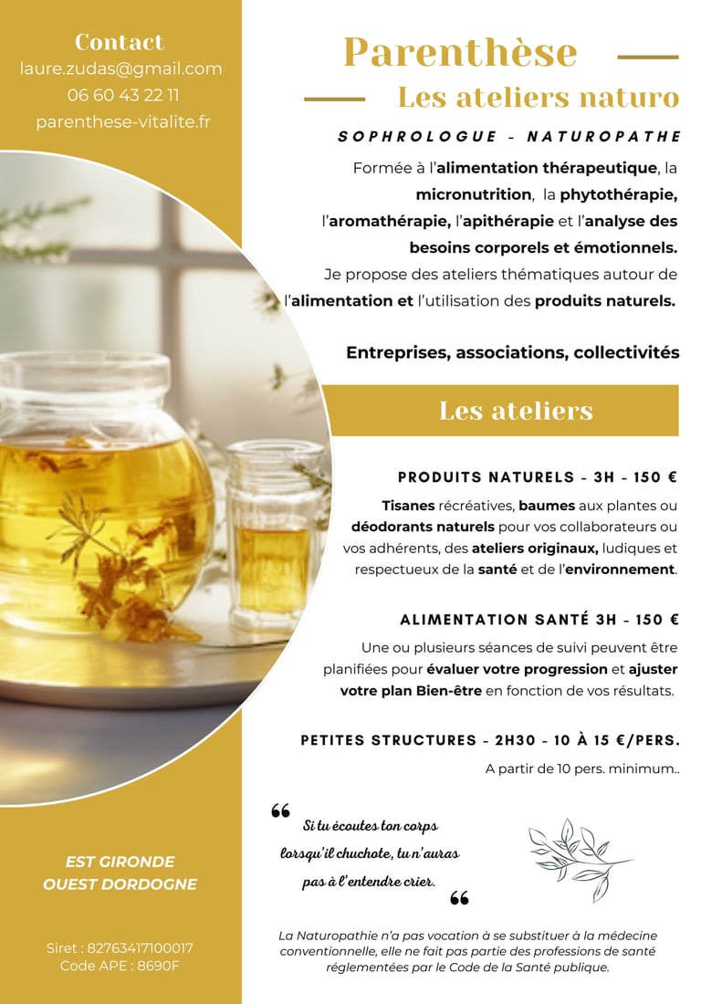atelier naturopathie entreprise et asso