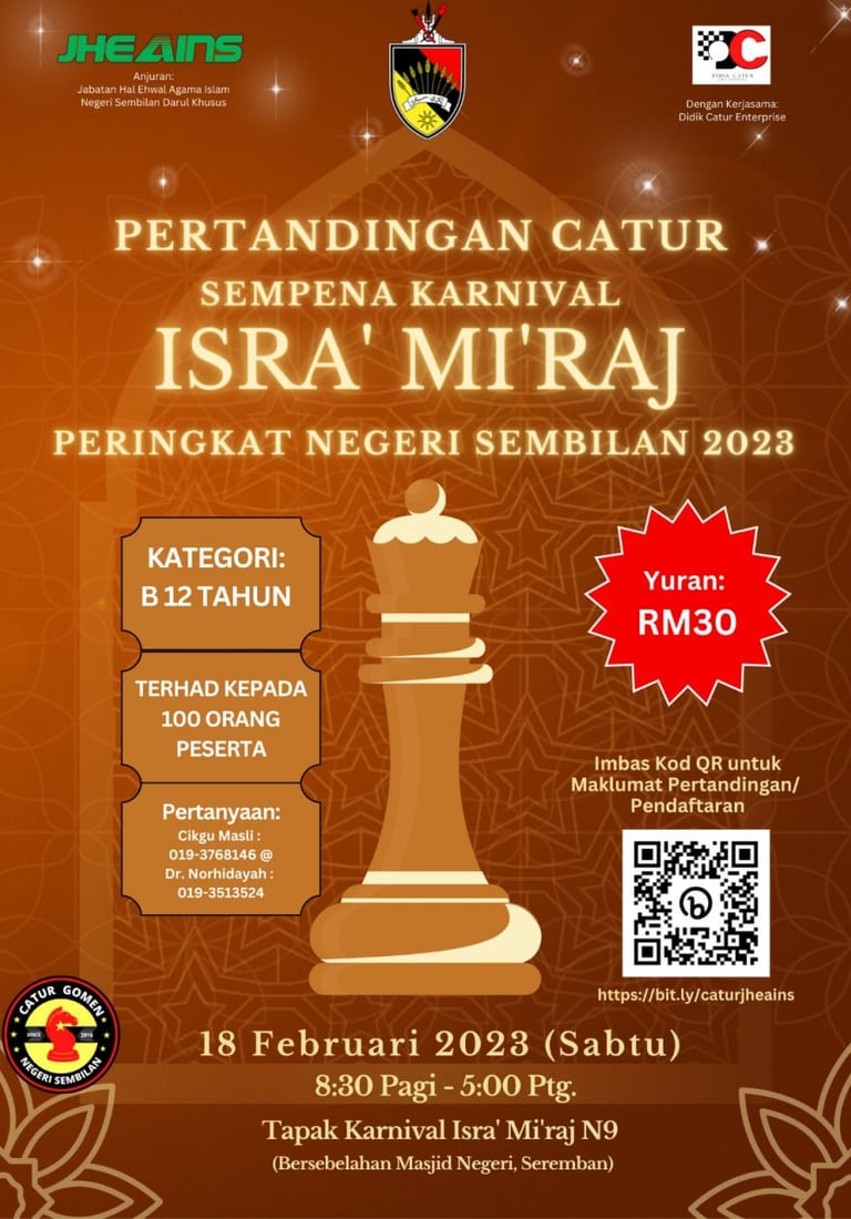 Pertandingan Catur Sempena Karnival Isra’ Mi’raj, Negeri Sembilan. Chess Malaysia