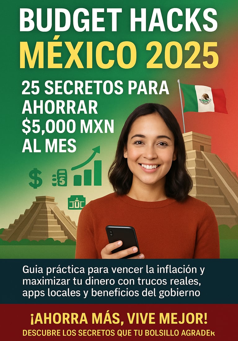 "Portada del ebook Budget Hacks México 2025: guía práctica para ahorrar $5,000 MXN al mes y vencer l