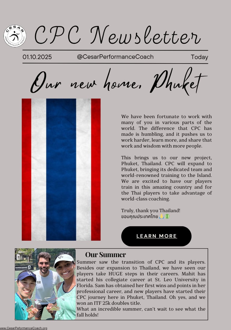 Cesar Performance Coach Monthly Newsletter