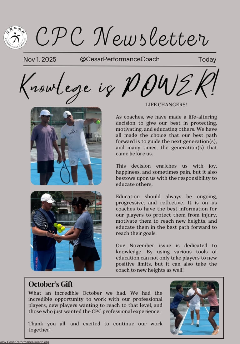 Cesar Performance Coach Newsletter
