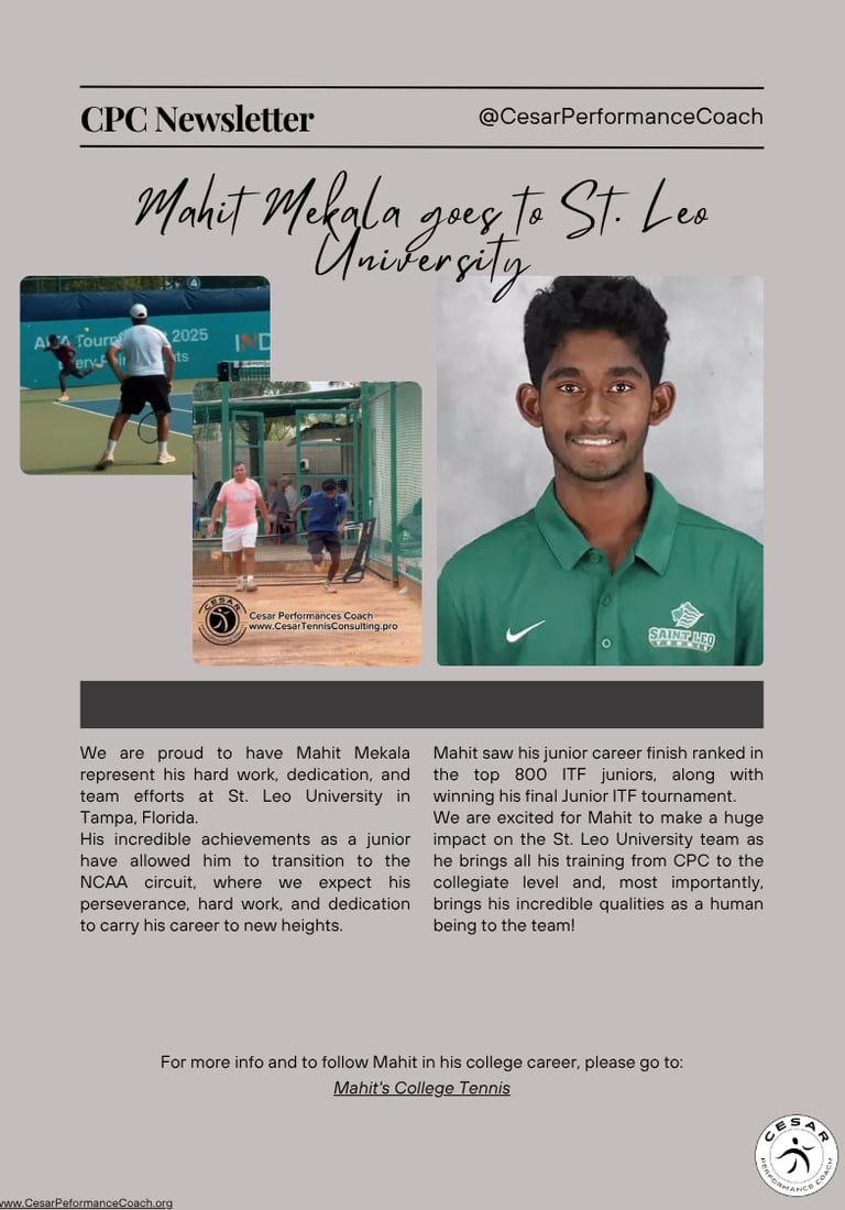 Cesar Performance Coach player Mahit Mekala goes to play college ball!
