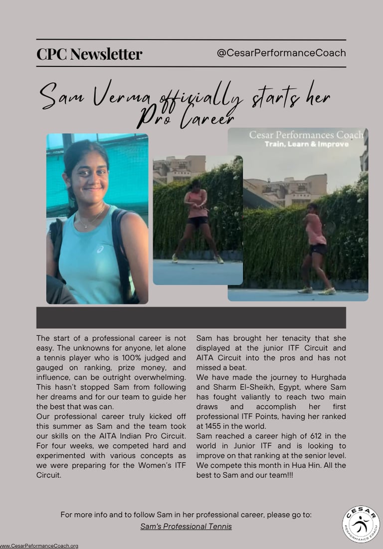 Cesar Peformance Coach Sam Verma starts her PRO career with a bang!