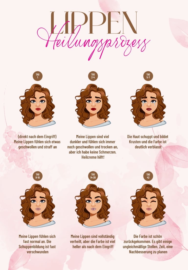 Permanent Make-up Lippen Lippenkontur Lip Blush Schattierung Abheilung Heilungsprozess