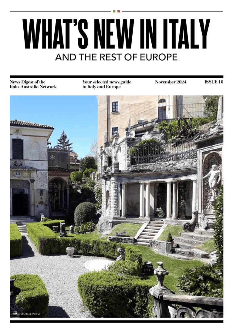What’s New In Italy November magazine cover with a view of a courtyard