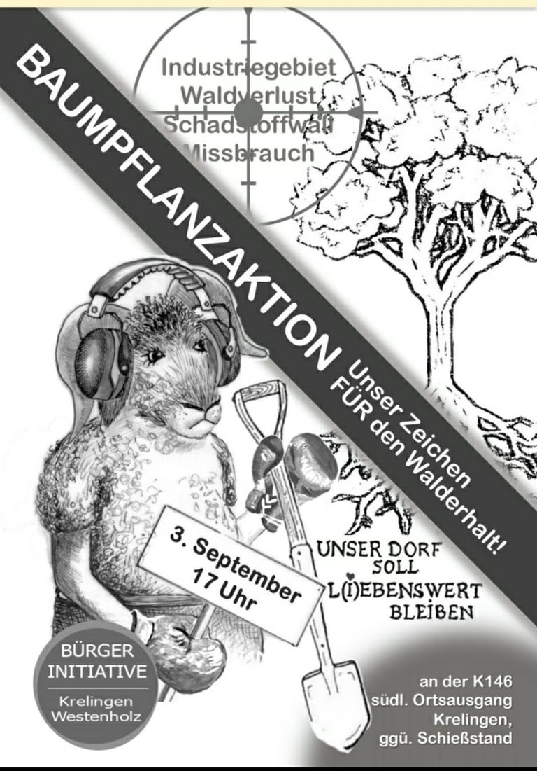 Ein Flyer von der Baumpflanzaktion in Krelingen