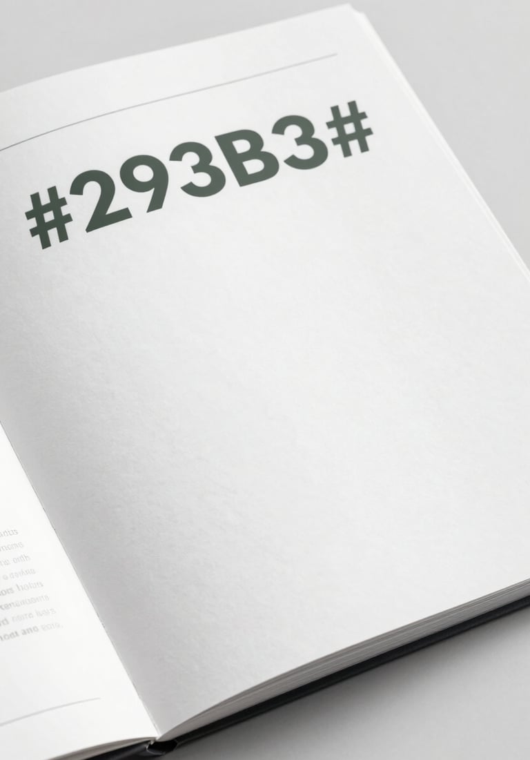 A close-up of a high-quality editorial spread featuring minimalist layout and art photography. The palette uses #293B37 for text and #F1F4F2 for the paper background.