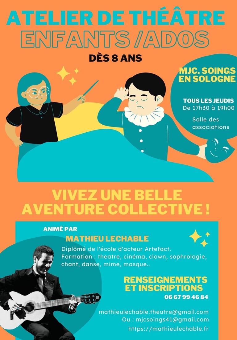 Ateliers théâtre enfants ados Soings en sologne