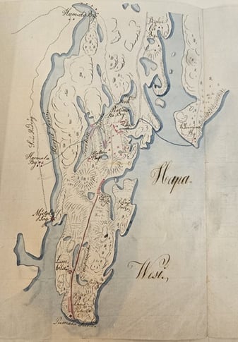 Map showing Russia’s attack on Pirtmäki camp in Finland, by Barthold Anders Ennes, 1790.