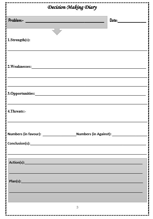 Decision making Diary Page