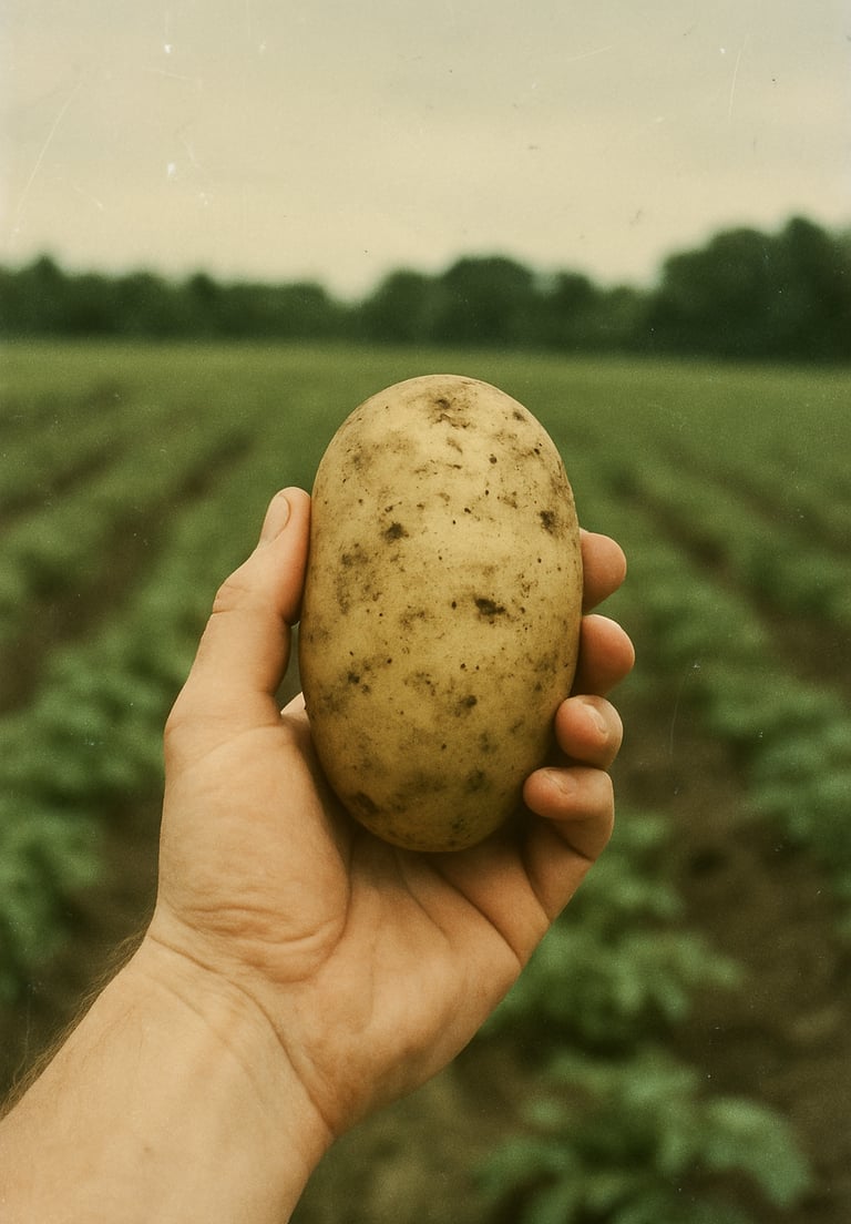 Une pomme de terre et un champ pour la semaine européenne du développement durable.