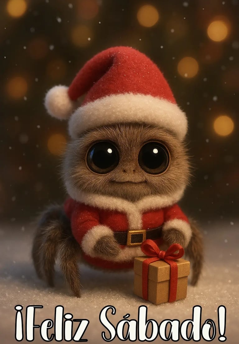 araña saltarina tierna deseando feliz sábado esta temporada navideña