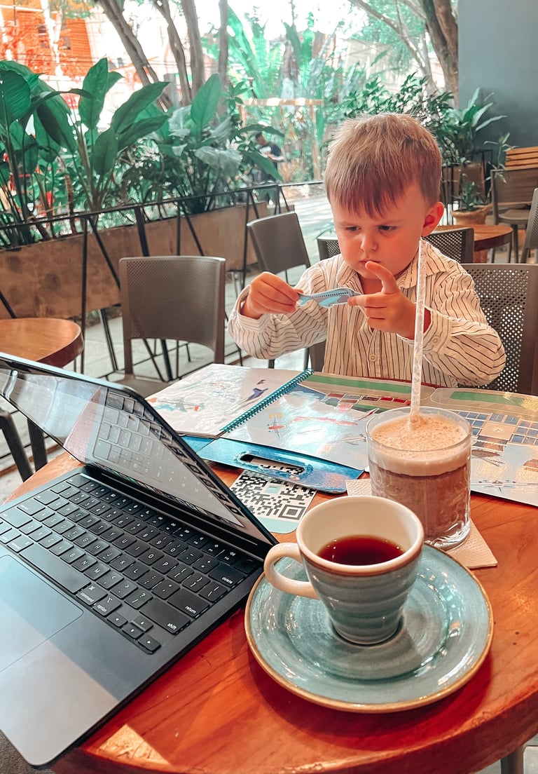 Working as a digital nomad in a cafe in Colombia