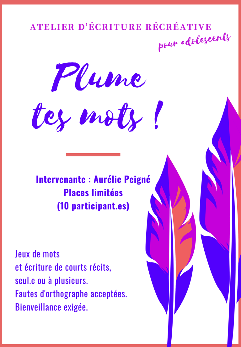 Affiche atelier d'écriture pour adolescents