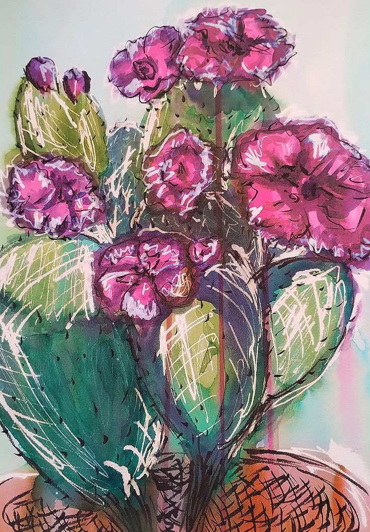 Obra original pintada a mano con anilinas y tintas sobre vitela de alta cal