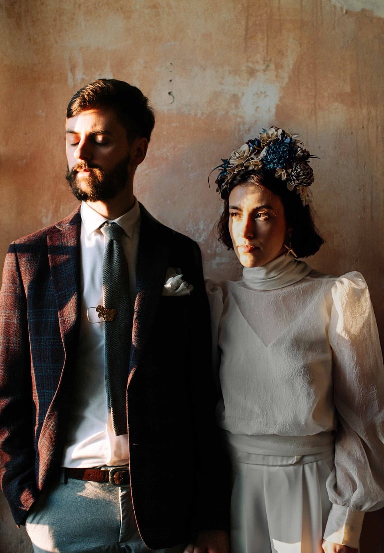 a man and woman standing next to each other