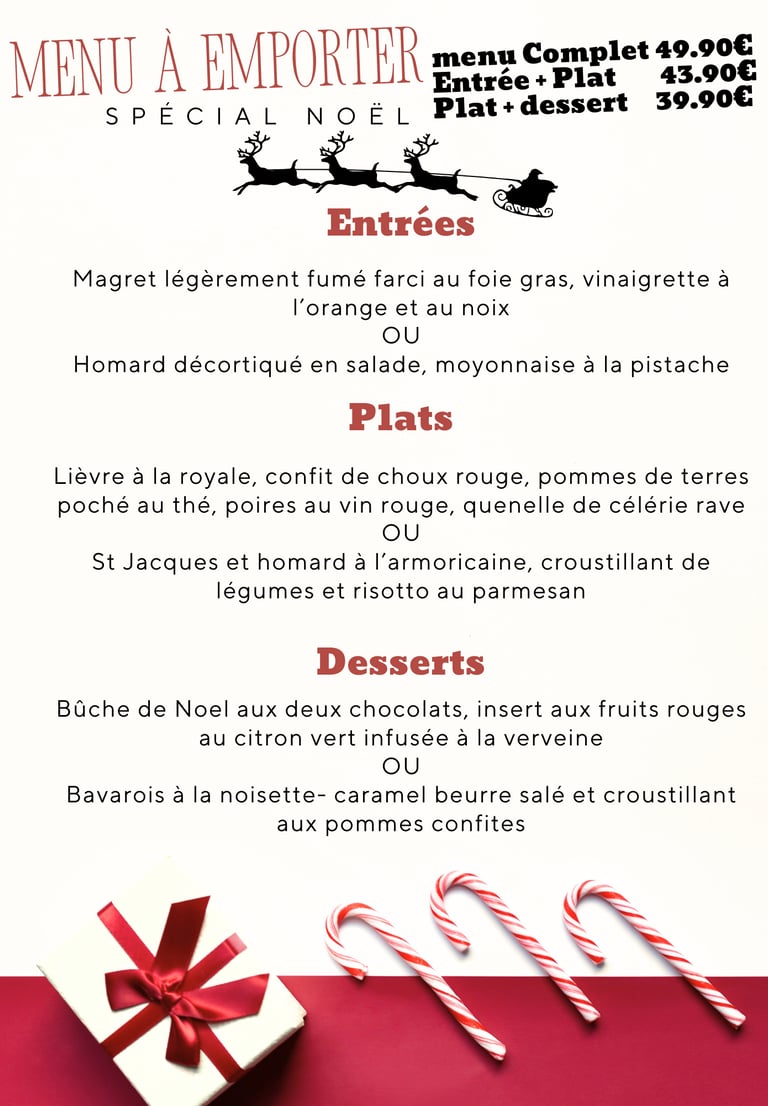 menu de noel restaurant O ' 2 saisons alès