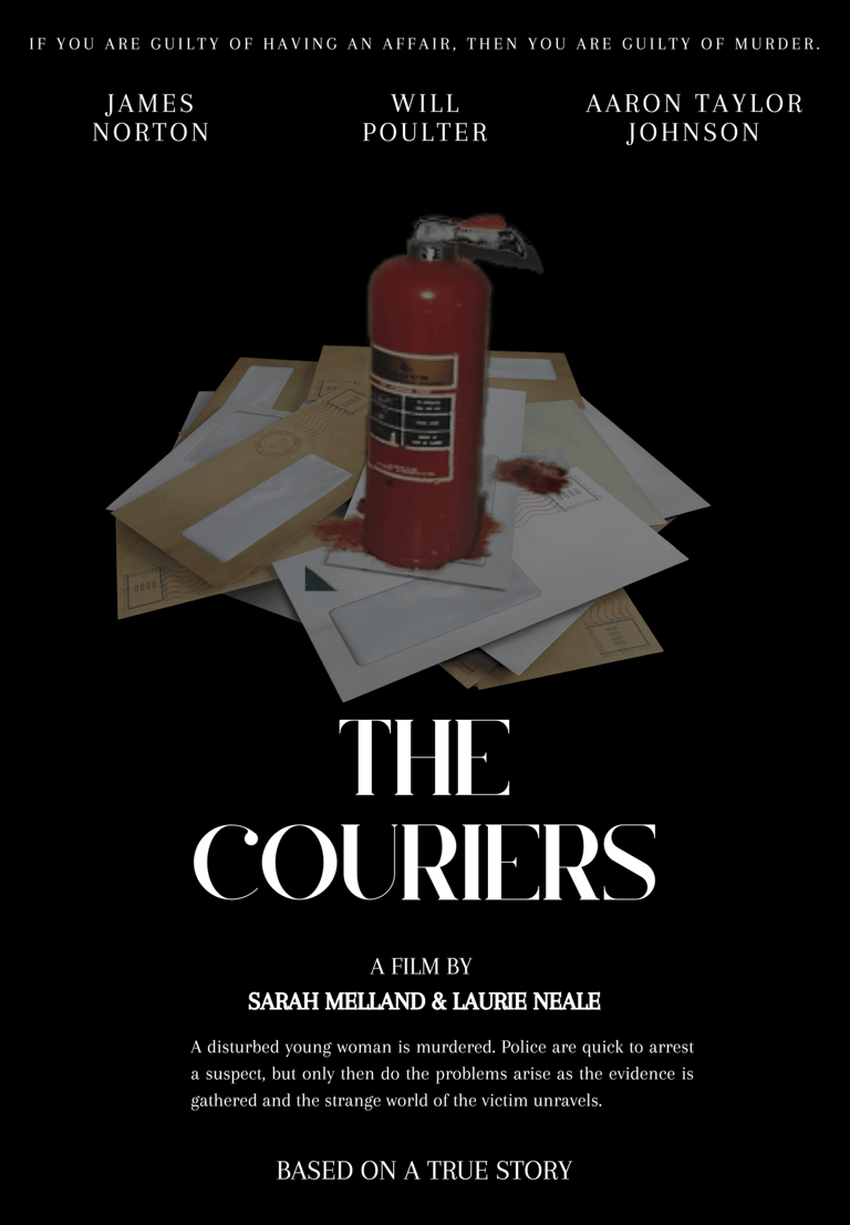 Movie poster for “The Couriers.” Legal thriller about a murder case, media obsession & buried truths