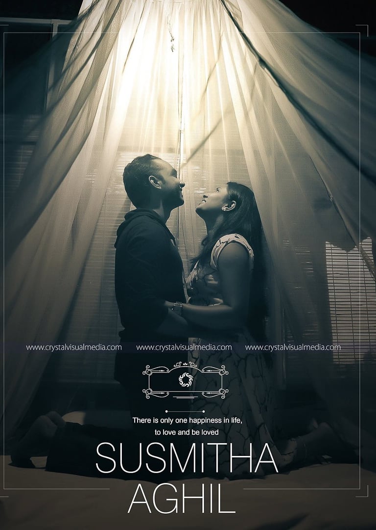 Bride and groom holding each other In a romantic lighting 