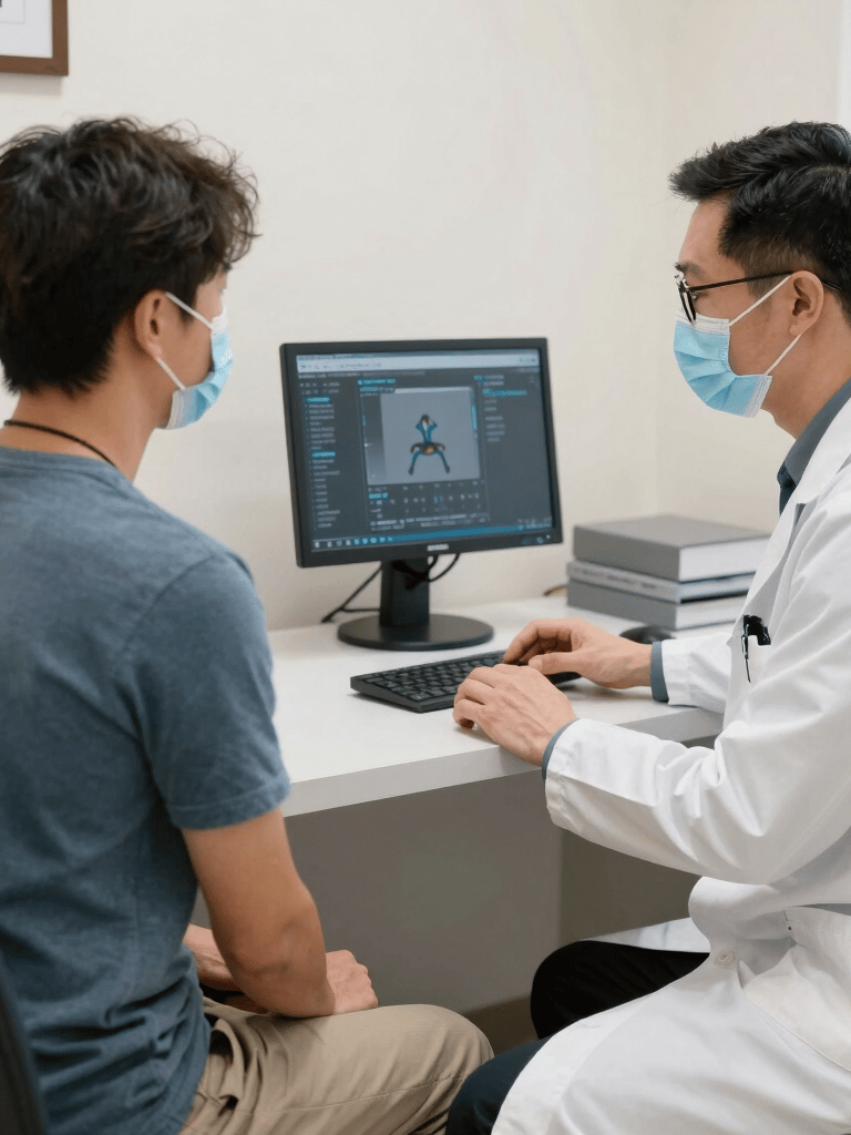 Specialist seeing patient for routine quarterly follow-up appointment.