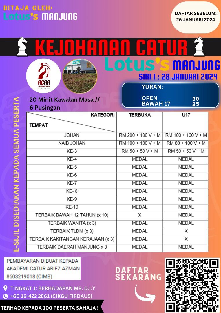 Malaysia Chess. Catur Malaysia. Kejohanan Catur Lotus's Manjung Siri Pertama