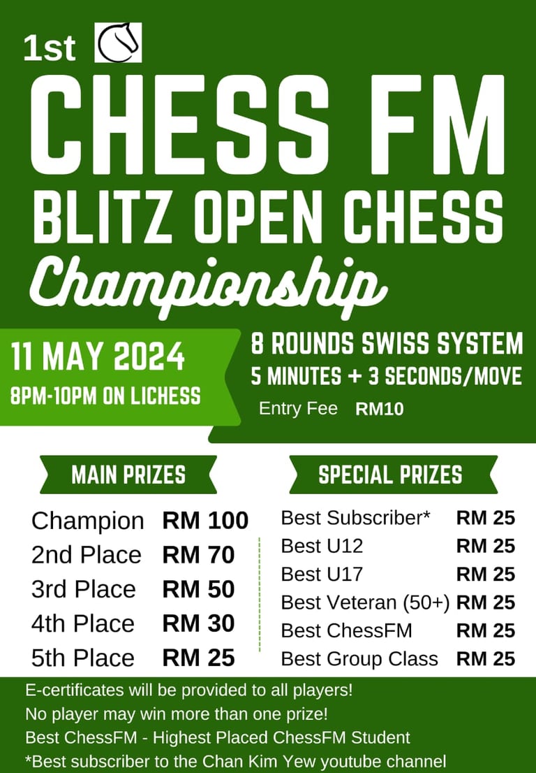 1st ChessFM Online Open FM Chan Kim Yew Malaysia Chess