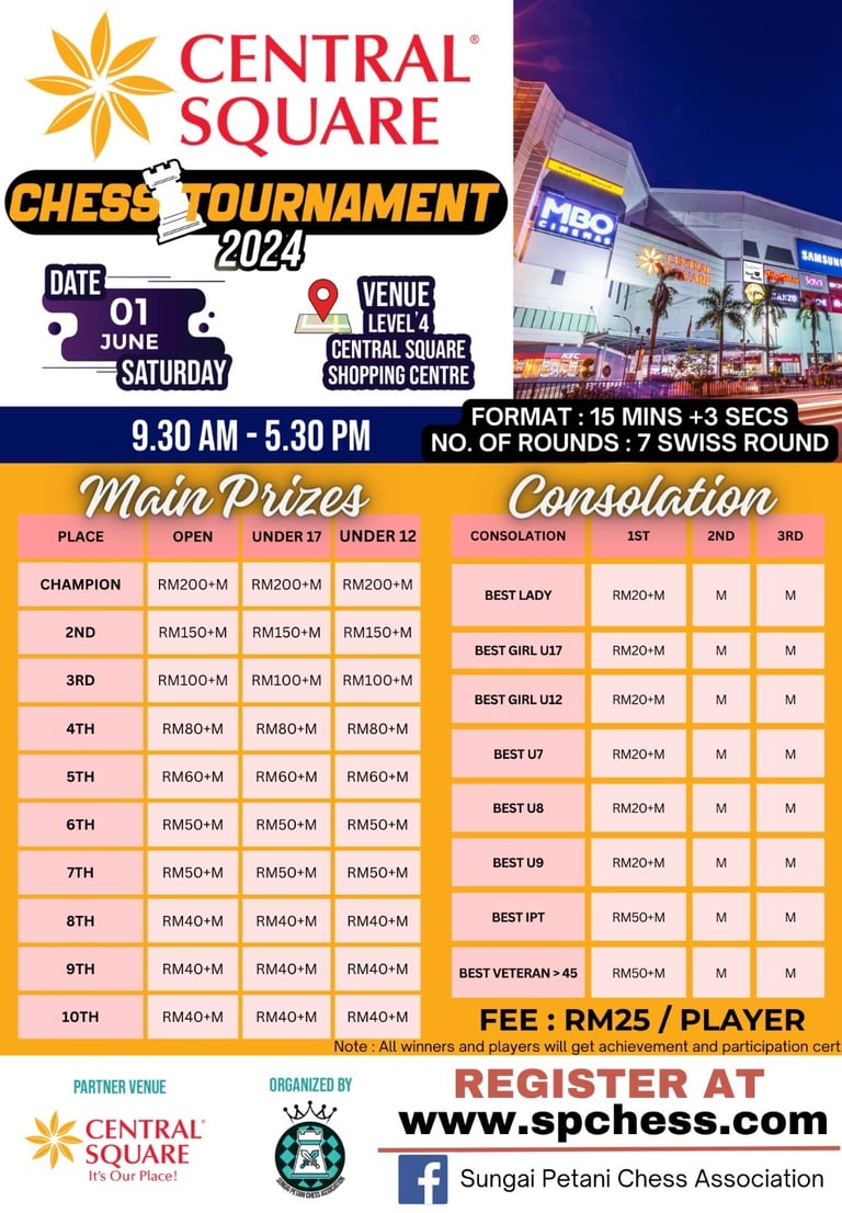 Central Square Catur Kedah Chess Tournament 2024 Malaysia Chess Tournament