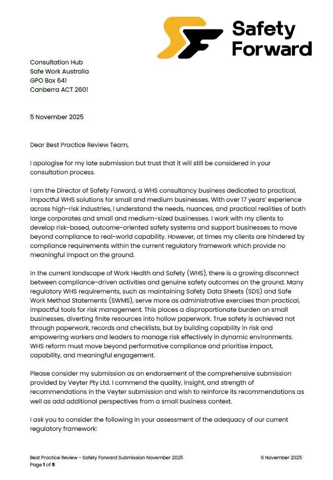 Safety-Forward-WHS-Reform-Submission