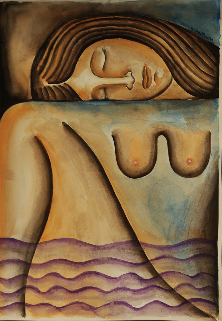 Dream of Sea Waves, Watercolour on Paper, 35 x 50 cm.