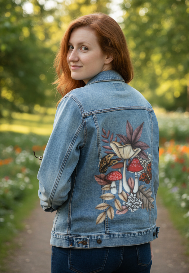 Girl wearing a printed jacket