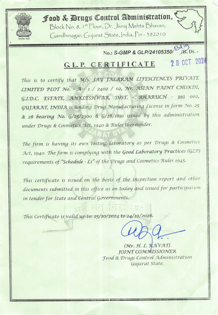 GLP CERTIFICATE