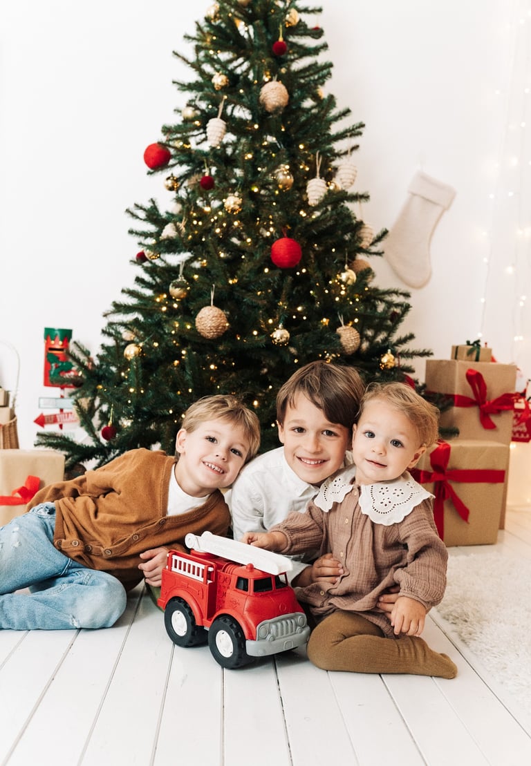 karácsonyi fotózás stúdió család gyerek