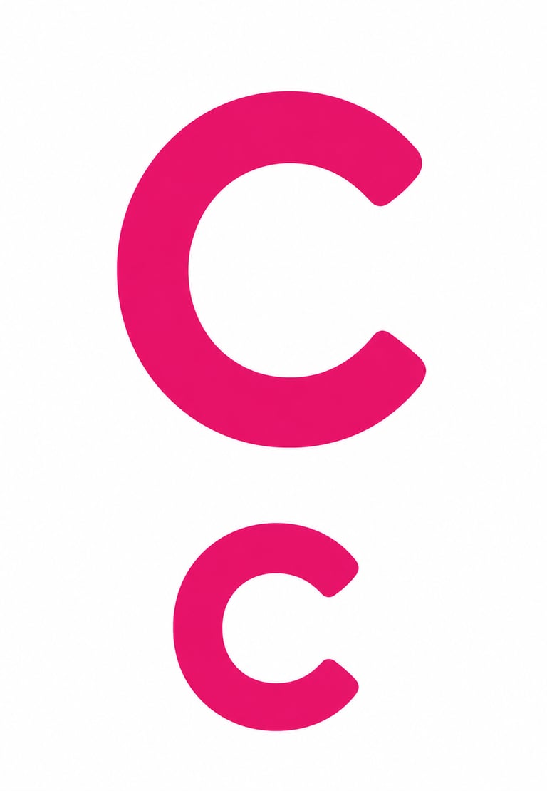 A bright pink uppercase and lowercase letter C in a bold sans-serif font on a white background.