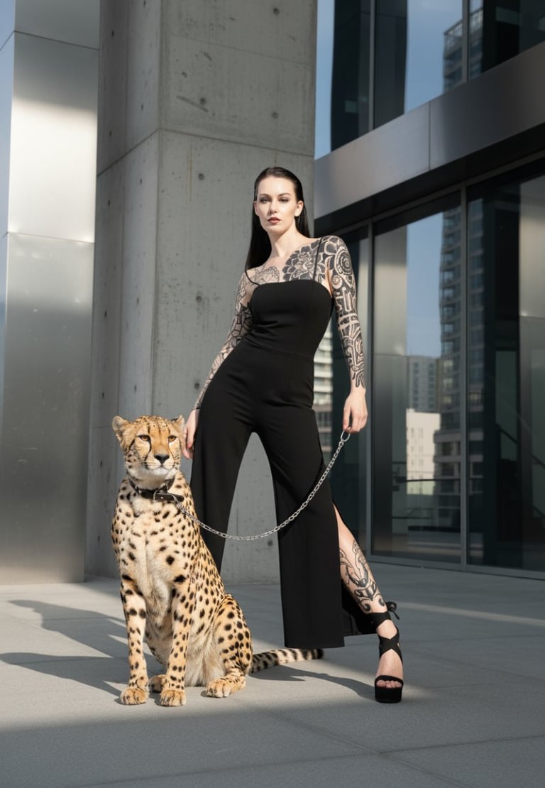KI-Bildkreation Chur: Fashion-Shooting mit Gepard, digitale Inszenierung von Fotostudio Wowart Chur