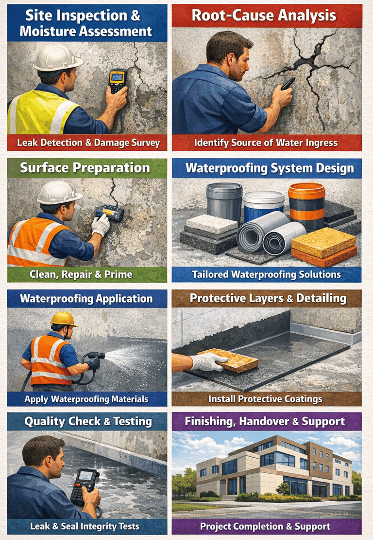 Waterproofing work procedure