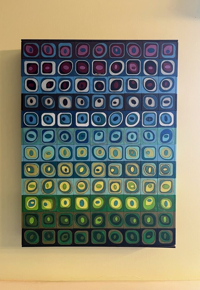 laser cut and colorfully painted mosaic puzzle