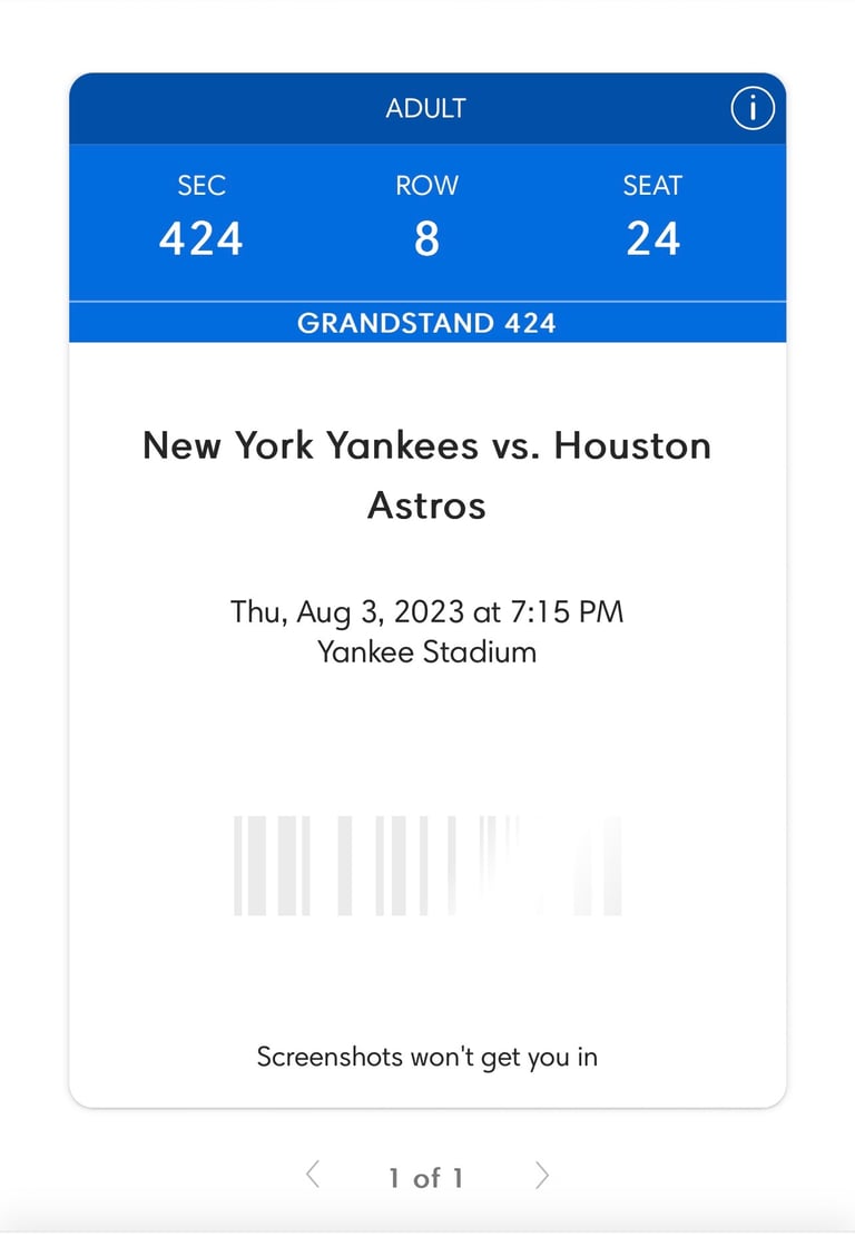 Ticket to paradise at Yankee Stadium