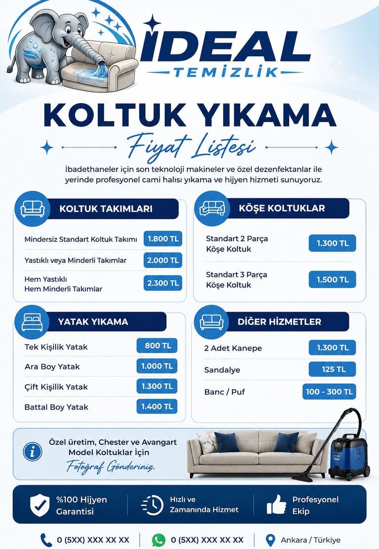 Koltuk Yıkama Fiyatları