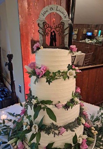 laser cut and engraved wedding cake topper