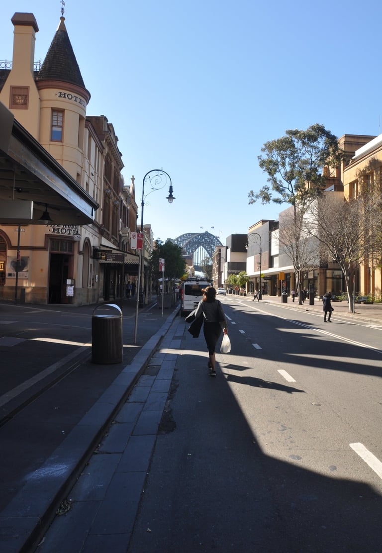 Sydney harbour bridge at the end of a street, sydney Australia
