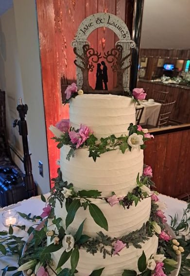 laser cut and engraved wooden wedding cake topper