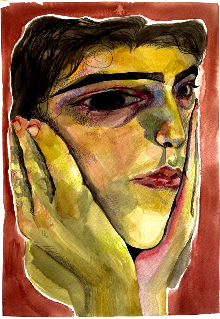 Watercolours and Colouring Pencils, A4