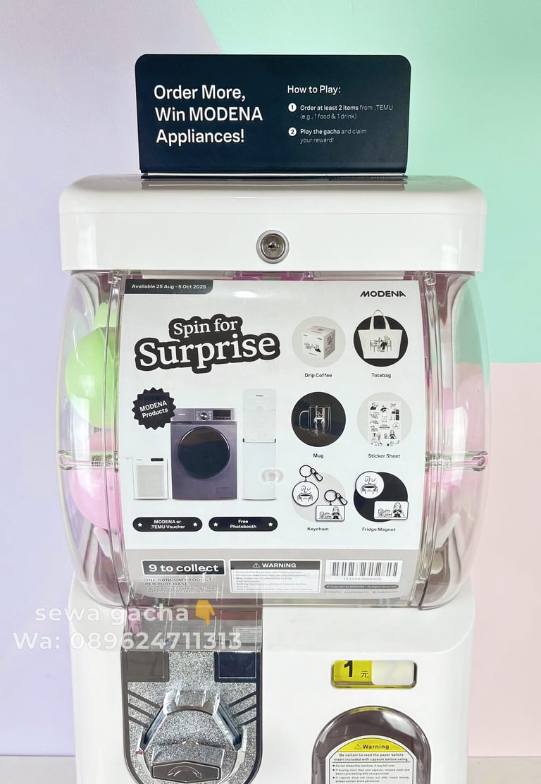 sewa mesin gachapon mini putih jabodetabek