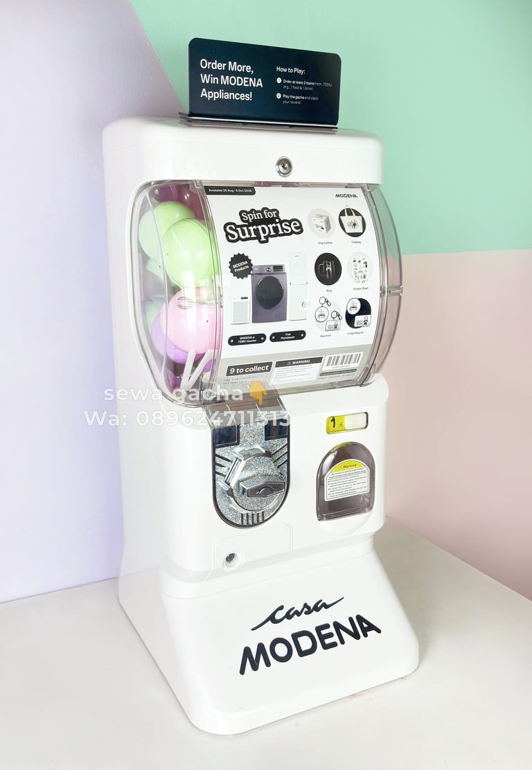 sewa mesin gachapon mini putih jabodetabek